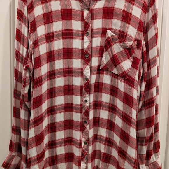 3 For $18 Maurices Red and White Plaid Shirt - Picture 3 of 7